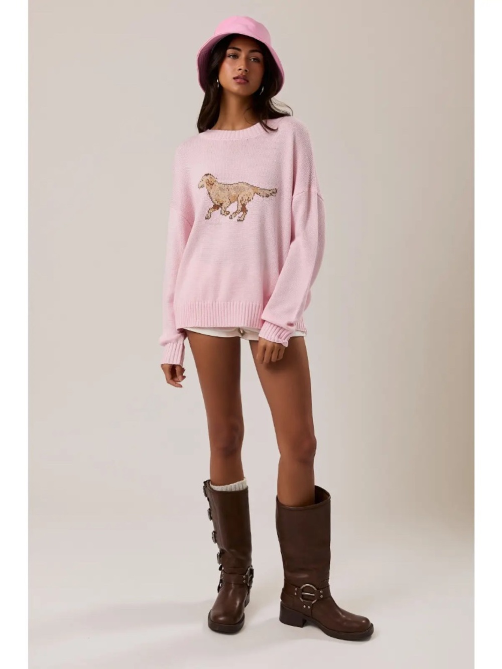 NWT Pink Golden Retriever Graphic Crewneck Sweater - Picture 4 of 5